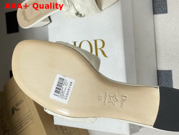 Dior Cannage Heeled Slide in White Quilted Cannage Lambskin Replica