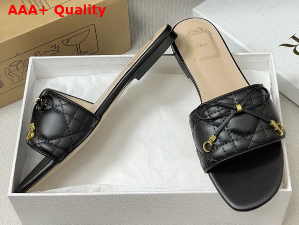 Dior Cannage Slide Black Quilted Cannage Lambskin Replica