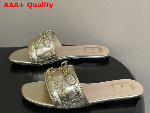 Dior Cannage Slide Gold Tone Laminated Lambskin with Quilted Cannage Motif Replica