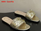 Dior Cannage Slide Gold Tone Laminated Lambskin with Quilted Cannage Motif Replica