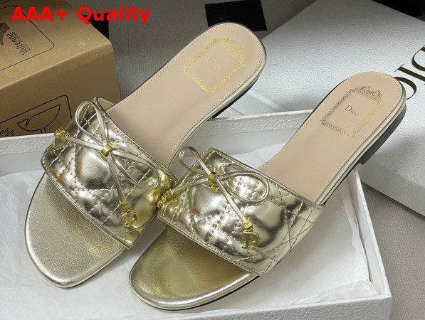 Dior Cannage Slide Gold Tone Laminated Lambskin with Quilted Cannage Motif Replica