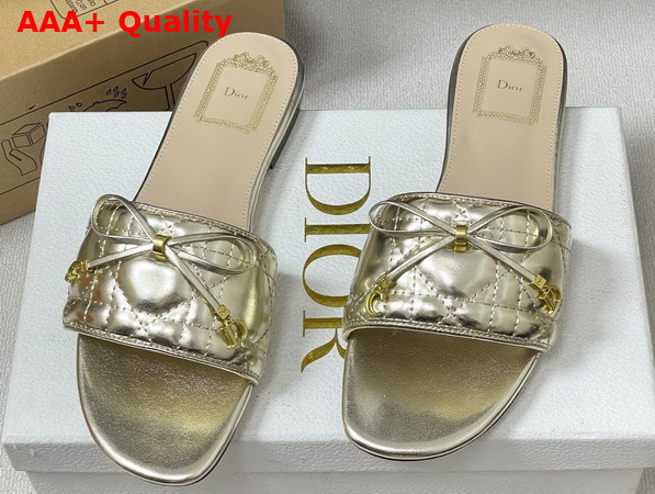 Dior Cannage Slide Gold Tone Laminated Lambskin with Quilted Cannage Motif Replica