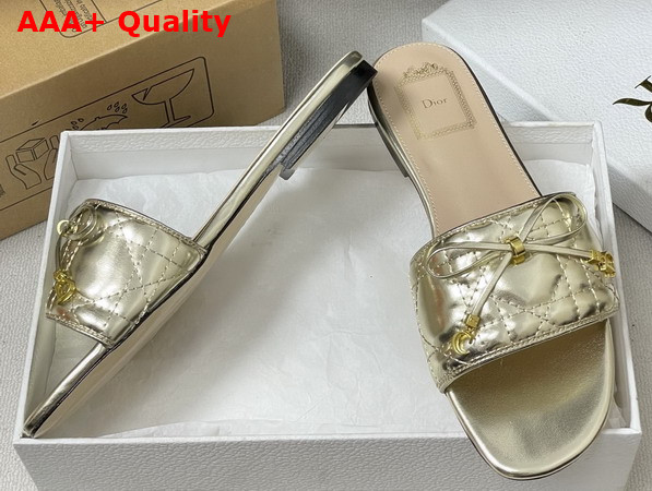 Dior Cannage Slide Gold Tone Laminated Lambskin with Quilted Cannage Motif Replica