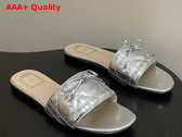 Dior Cannage Slide Silver Tone Laminated Lambskin with Quilted Cannage Motif Replica