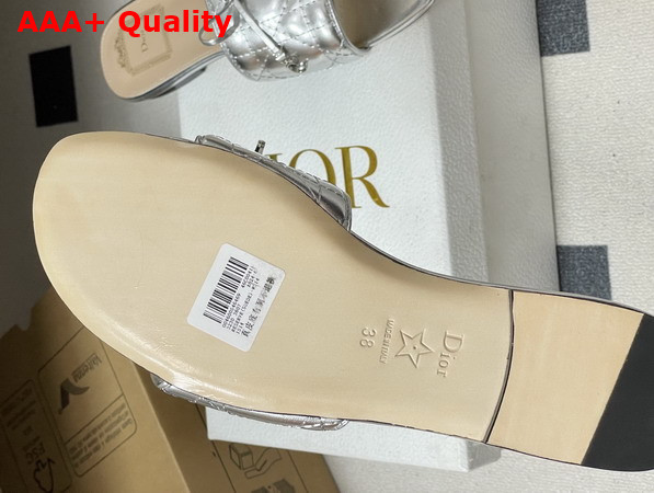 Dior Cannage Slide Silver Tone Laminated Lambskin with Quilted Cannage Motif Replica