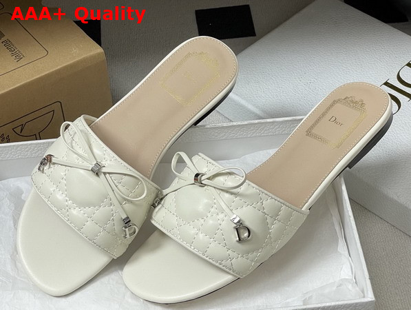 Dior Cannage Slide White Quilted Cannage Lambskin Replica