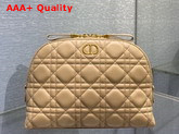 Dior Caro Beauty Pouch Beige Cannage Lambskin Replica