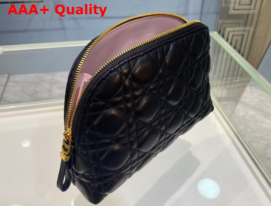Dior Caro Beauty Pouch Black Cannage Lambskin Replica