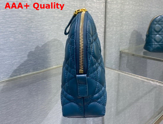 Dior Caro Beauty Pouch Blue Cannage Lambskin Replica