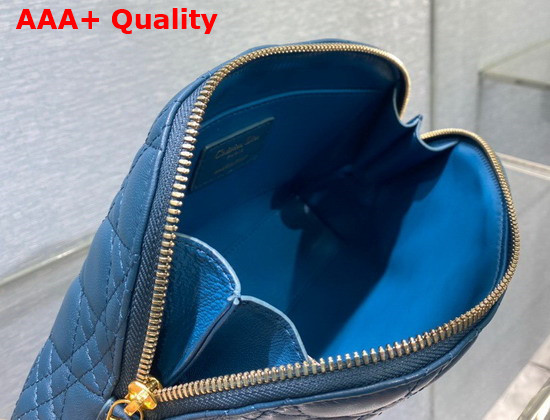 Dior Caro Beauty Pouch Blue Cannage Lambskin Replica