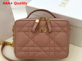 Dior Caro Box Bag with Chain Antique Pink Quilted Macrocannage Calfskin Replica