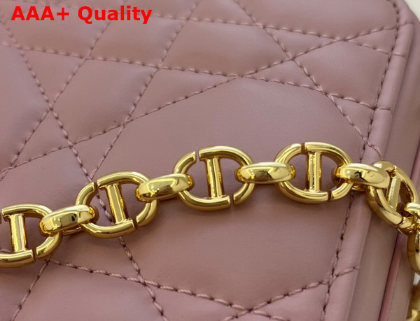 Dior Caro Box Bag with Chain Antique Pink Quilted Macrocannage Calfskin Replica
