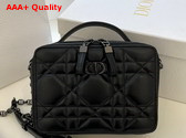 Dior Caro Box Bag with Chain Black Quilted Macrocannage Calfskin Replica