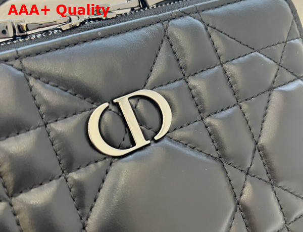 Dior Caro Box Bag with Chain Black Quilted Macrocannage Calfskin Replica