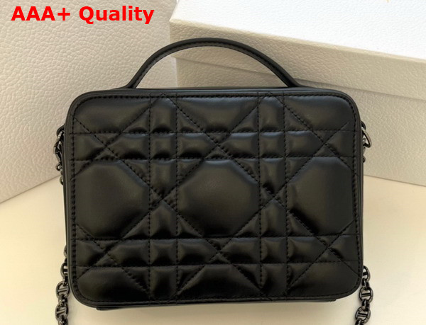 Dior Caro Box Bag with Chain Black Quilted Macrocannage Calfskin Replica