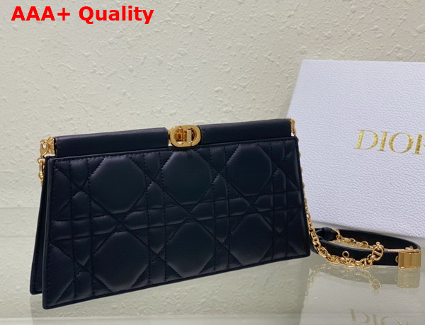 Dior Caro Colle Noire Clutch with Chain Black Cannage Lambskin Replica