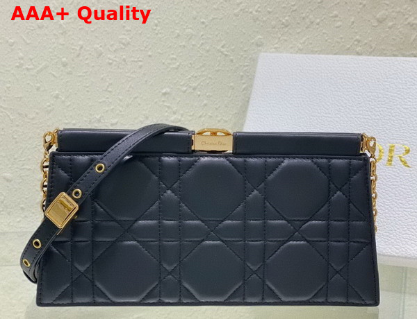 Dior Caro Colle Noire Clutch with Chain Black Cannage Lambskin Replica