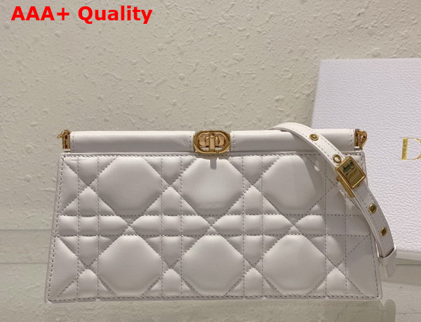 Dior Caro Colle Noire Clutch with Chain Latte Cannage Lambskin Replica