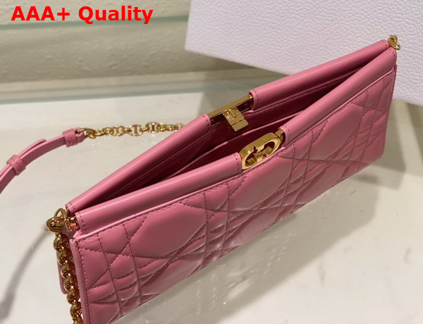 Dior Caro Colle Noire Clutch with Chain Pink Cannage Lambskin Replica