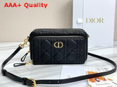Dior Caro Double Pouch Black Supple Cannage Calfskin Replica