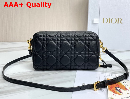 Dior Caro Double Pouch Black Supple Cannage Calfskin Replica