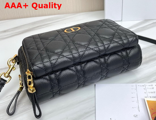Dior Caro Double Pouch Black Supple Cannage Calfskin Replica