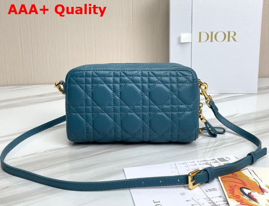 Dior Caro Double Pouch Deep Ocean Supple Cannage Calfskin Replica