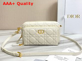 Dior Caro Double Pouch Ivory Supple Cannage Calfskin Replica