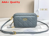 Dior Caro Double Pouch Light Blue Supple Cannage Calfskin Replica