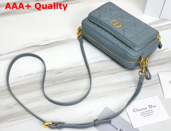 Dior Caro Double Pouch Light Blue Supple Cannage Calfskin Replica