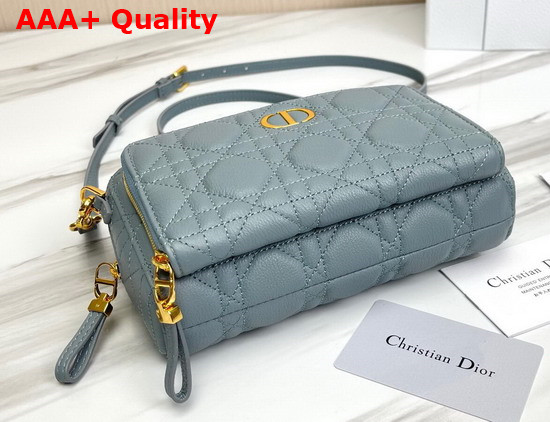 Dior Caro Double Pouch Light Blue Supple Cannage Calfskin Replica