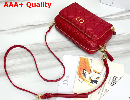 Dior Caro Double Pouch Red Supple Cannage Calfskin Replica