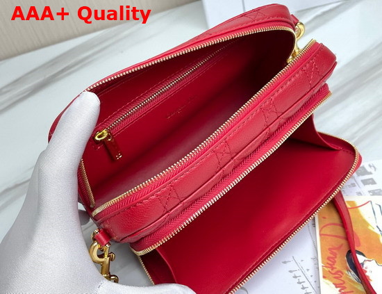 Dior Caro Double Pouch Red Supple Cannage Calfskin Replica