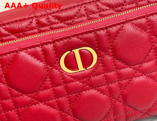 Dior Caro Double Pouch Red Supple Cannage Calfskin Replica