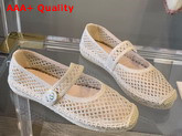 Dior Caro Espadrille Ballerina Flat Cream Mesh Embroidery Replica