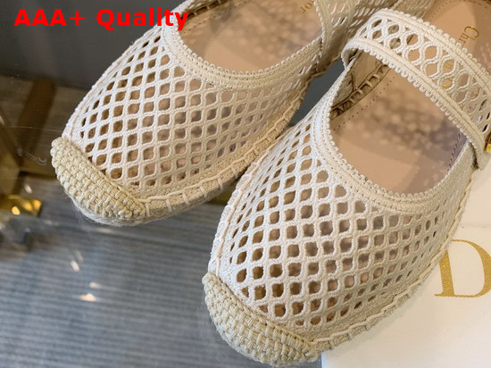 Dior Caro Espadrille Ballerina Flat Cream Mesh Embroidery Replica