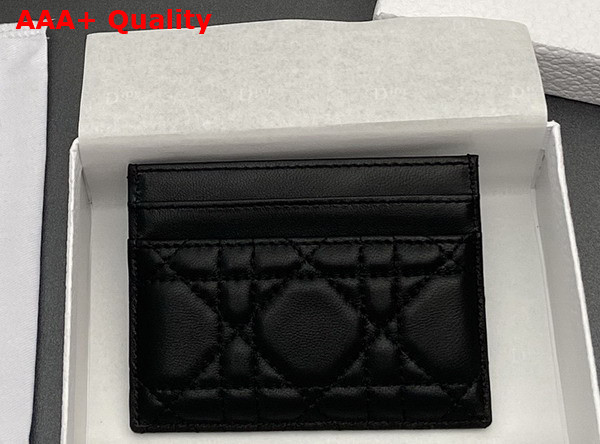 Dior Caro Freesia Card Holder in Black Supple Cannage Calfskin Replica