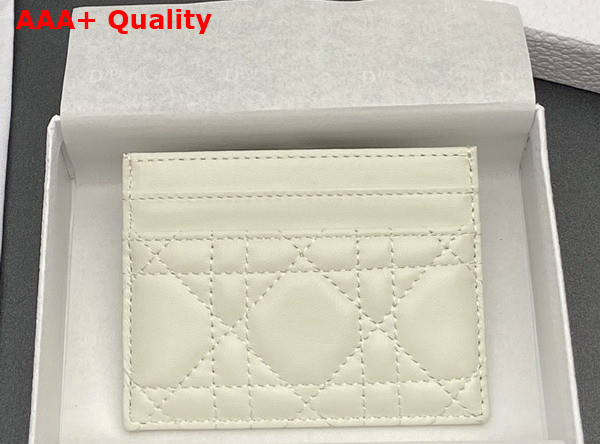 Dior Caro Freesia Card Holder in Latte Supple Cannage Calfskin Replica