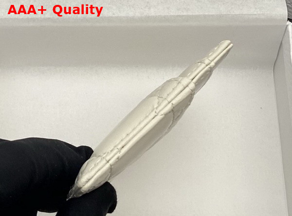 Dior Caro Freesia Card Holder in Latte Supple Cannage Calfskin Replica