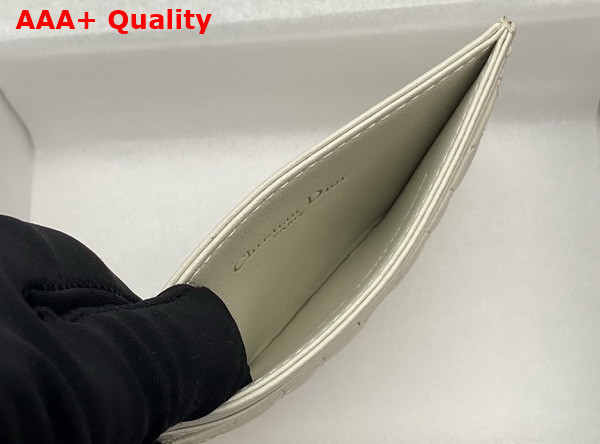 Dior Caro Freesia Card Holder in Latte Supple Cannage Calfskin Replica