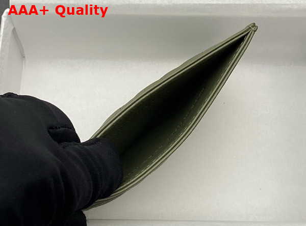 Dior Caro Freesia Card Holder in Olive Supple Cannage Calfskin Replica