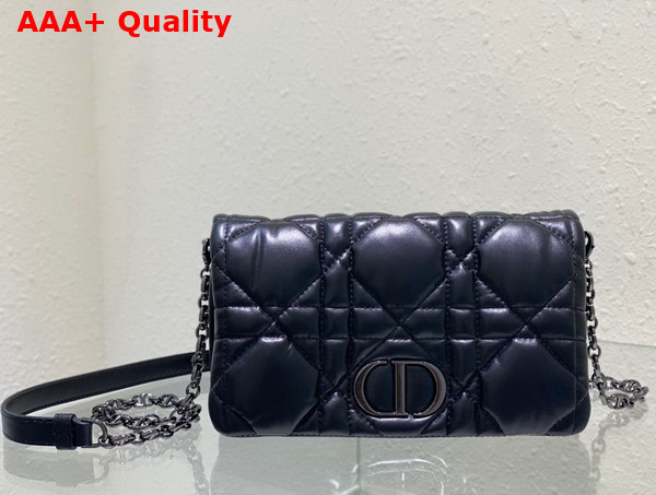 Dior Caro Macrocannage Pouch Black Quilted Macrocannage Calfskin Replica