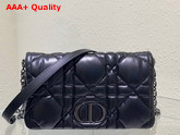 Dior Caro Macrocannage Pouch Black Quilted Macrocannage Calfskin Replica