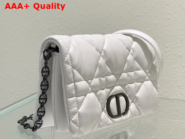 Dior Caro Macrocannage Pouch White Quilted Macrocannage Calfskin Replica