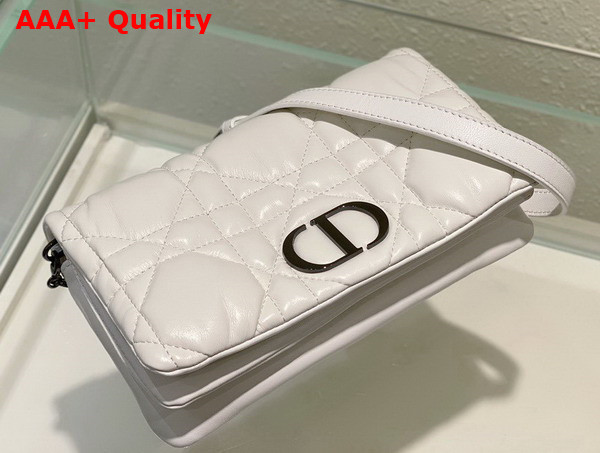 Dior Caro Macrocannage Pouch White Quilted Macrocannage Calfskin Replica