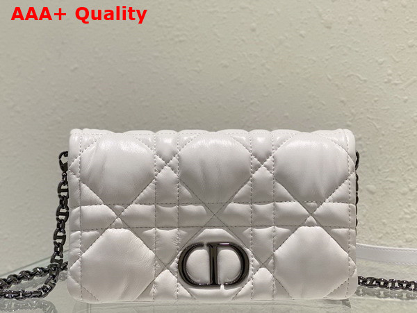 Dior Caro Macrocannage Pouch White Quilted Macrocannage Calfskin Replica