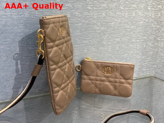 Dior Caro Multifunctional Pouch Warm Taupe Supple Cannage Calfskin Replica