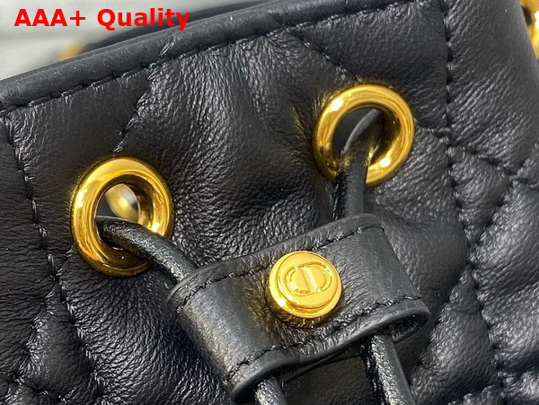 Dior Caro Nano Bucket Bag in Black Macrocannage Lambskin Replica