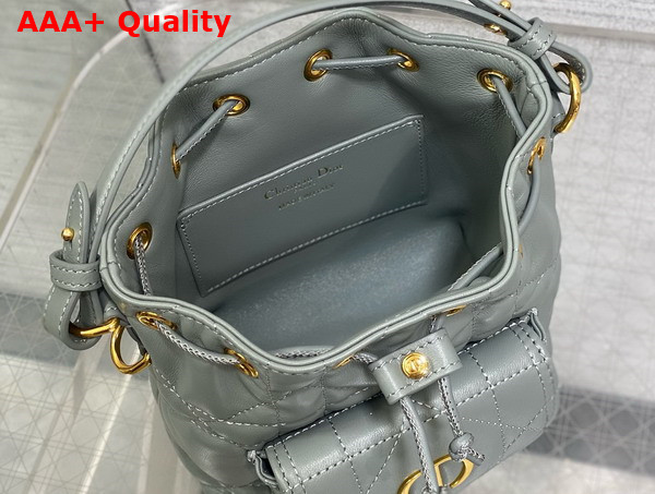 Dior Caro Nano Bucket Bag in Cloud Blue Macrocannage Lambskin Replica
