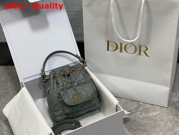 Dior Caro Nano Bucket Bag in Cloud Blue Macrocannage Lambskin Replica